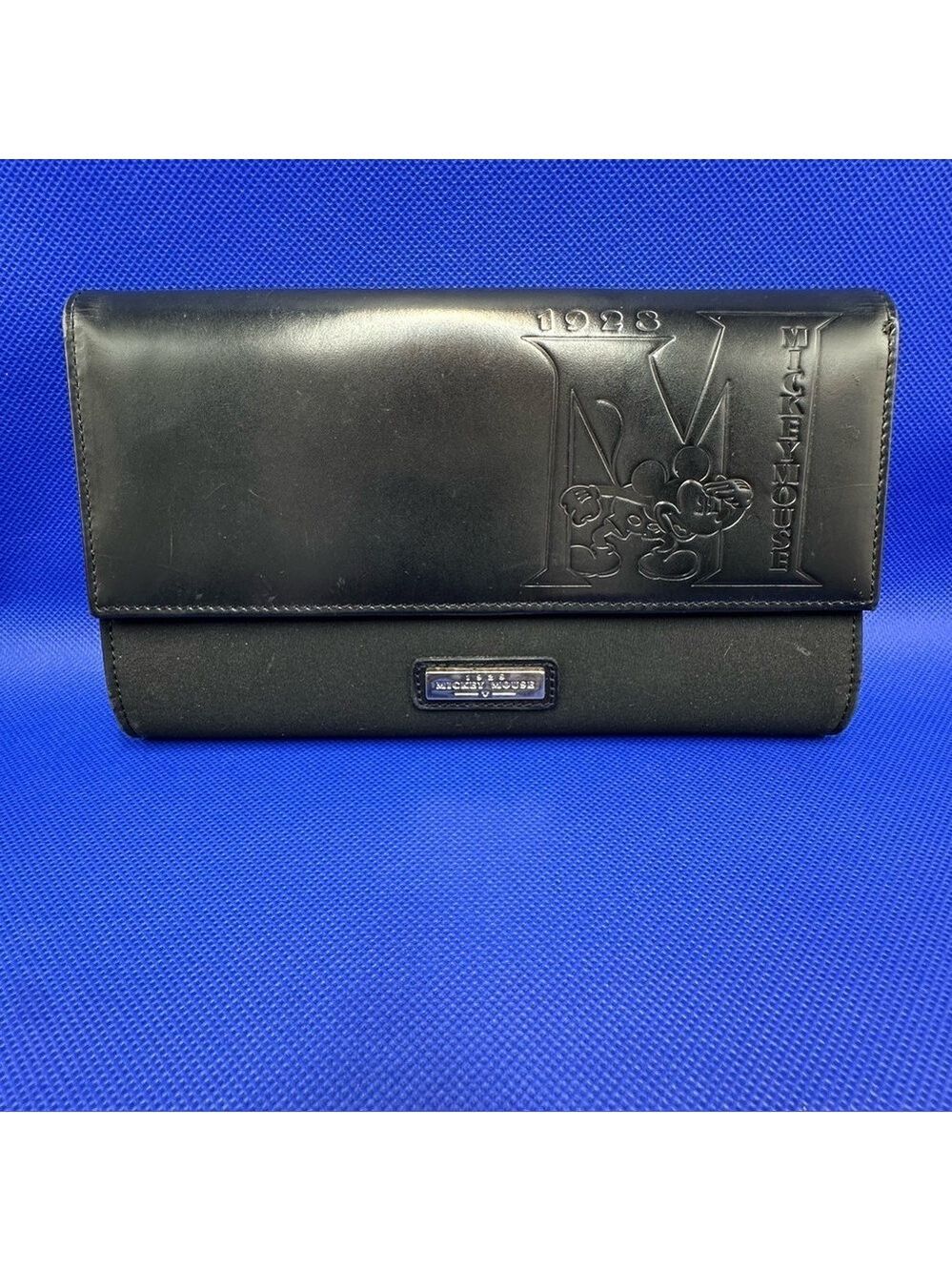Vintage Disney Mickey Mouse 1928 Wallet Black with Mouse Ears Zipper